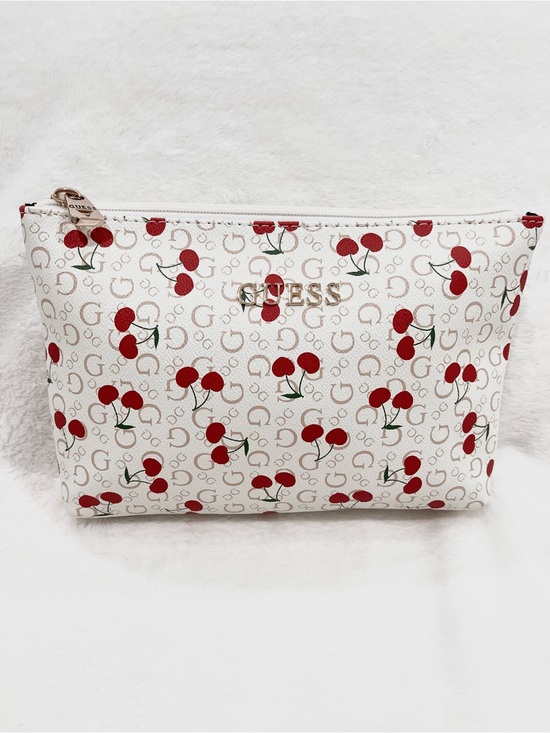 Guess Handbags - Guess White Cosmetic Pouch with Red Cherry Print